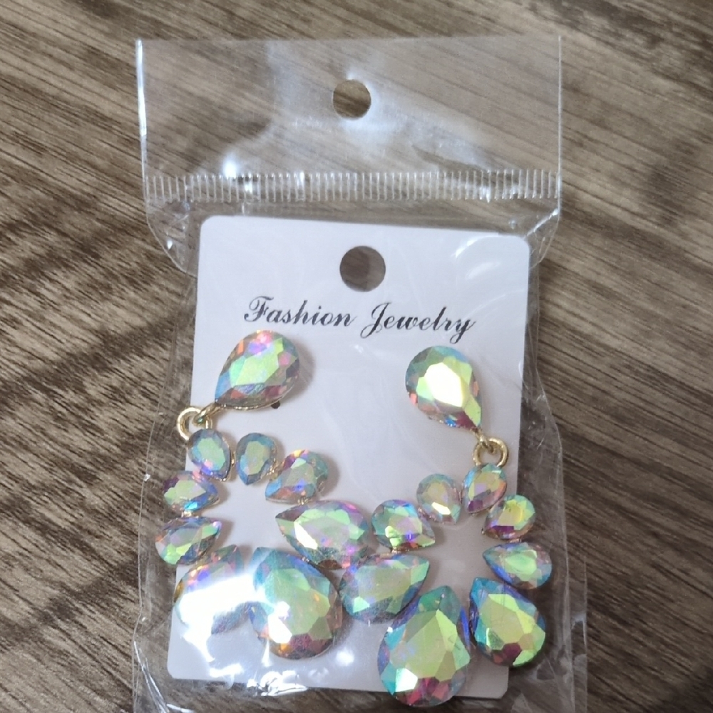 Iridescent Gold Fashion Jewelry Earrings